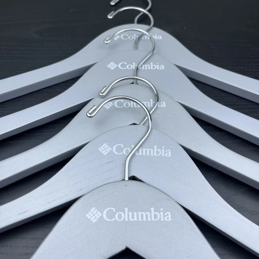 Columbia Sportswear Company Wooden Clothes Hangers Gray Set of 5